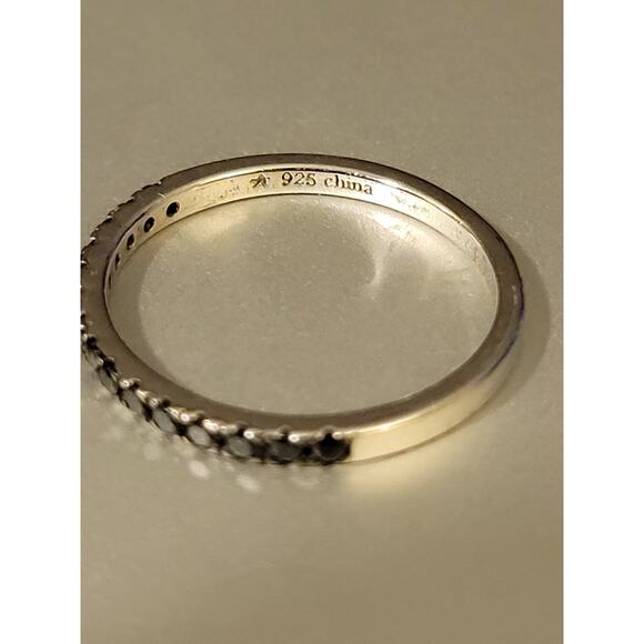 Sterling Silver Black Spinel Eternity Ring 6.25 - Picture 4 of 7